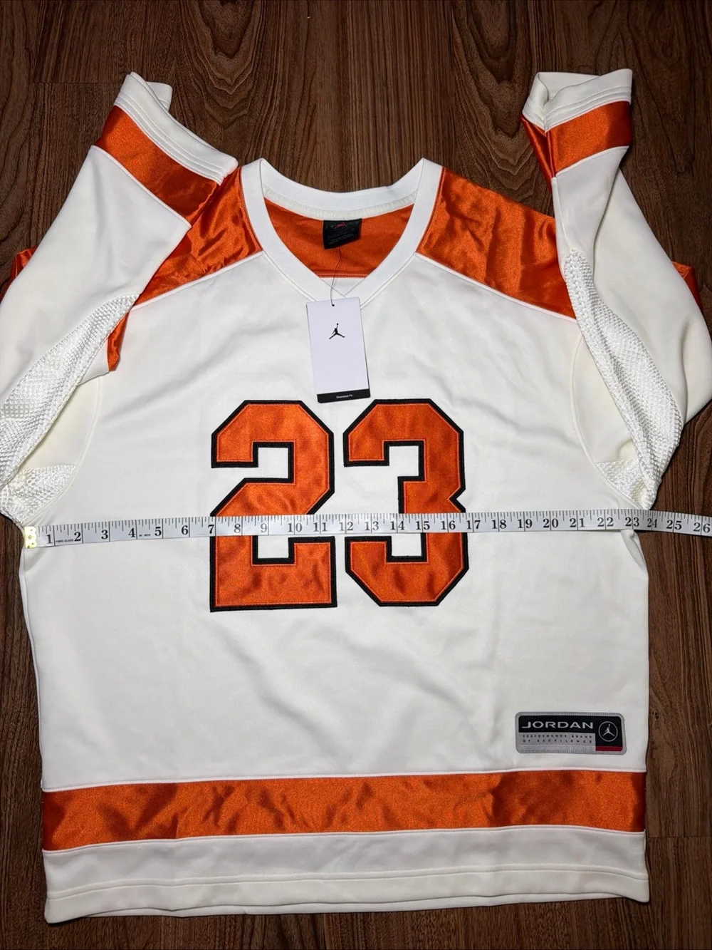 Men's Jordan Brooklyn Collegiate Hockey Jersey White Orange HV0109-133 Size S